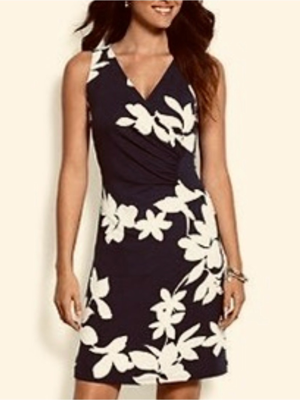 Tommy Bahama Floral Sleeveless Black & White Dress Womens Size M
